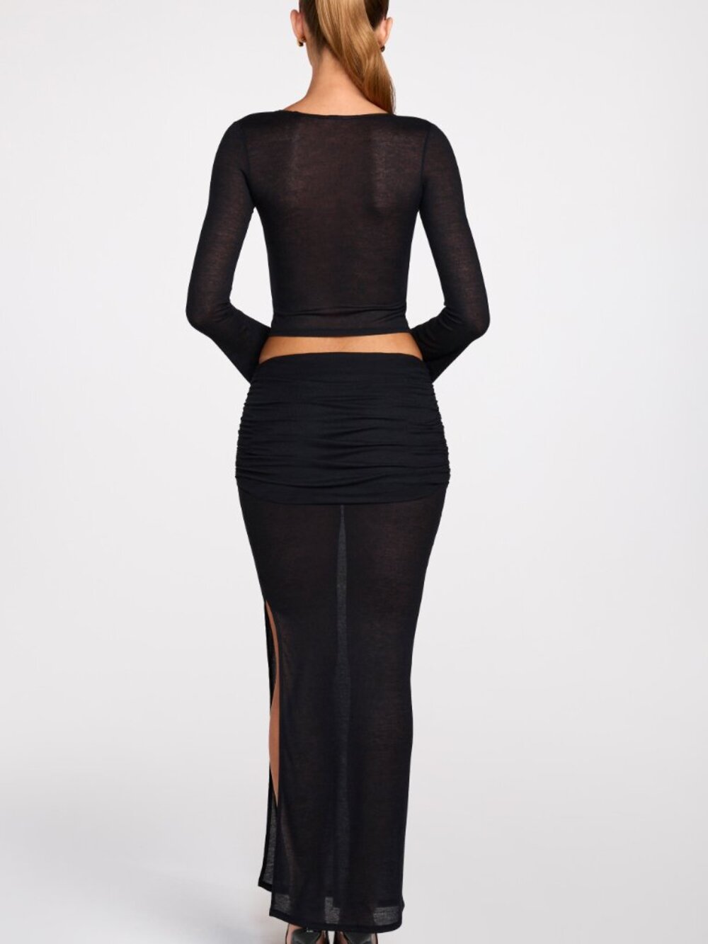 Oh Polly Black Sheer Maxi Skirt - Picture 3 of 4